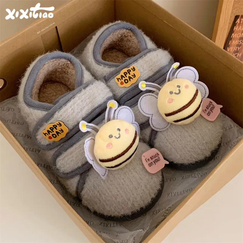 Thin Strips Cotton Slippers Women's, Light Brown, Home Slippers-7
