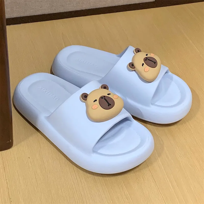 Thin Strips Sandal Slippers Unisex, White-9
