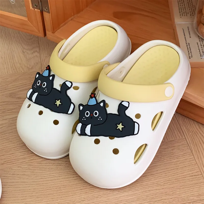 Thin Strips Home Slippers Women's, White Yellow-5