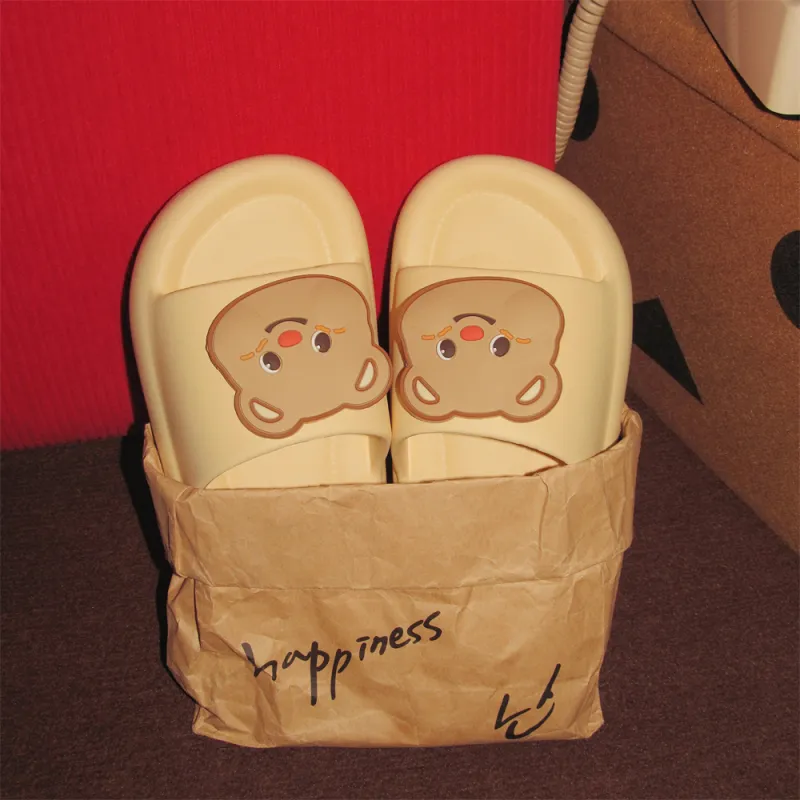 Thin Strips Sandal Slippers Unisex, Light Yellow-2