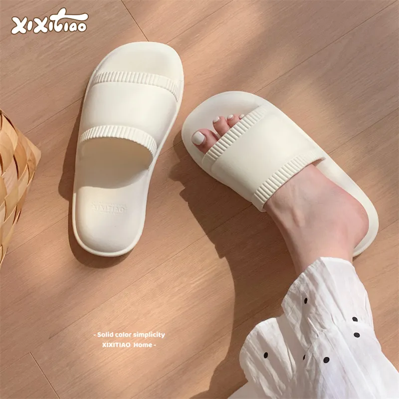 Thin Strips Sandal Slippers Unisex, Cream White-1