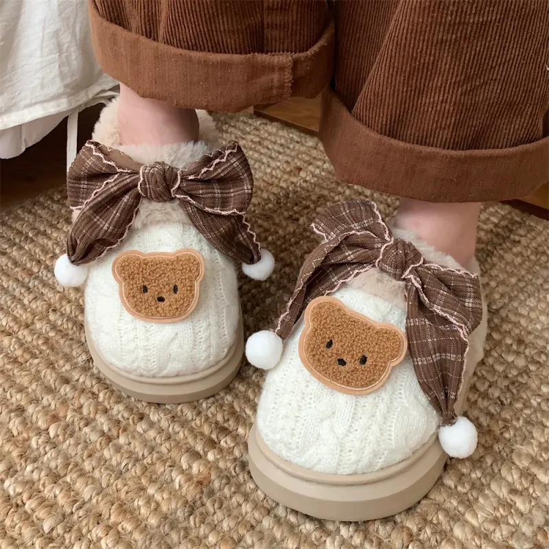 Thin Strips Cotton Slippers Women's Khaki-8