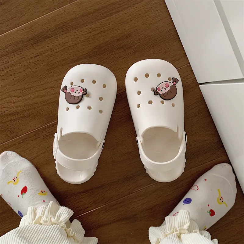 Thin Strips Slippers Unisex, White-1
