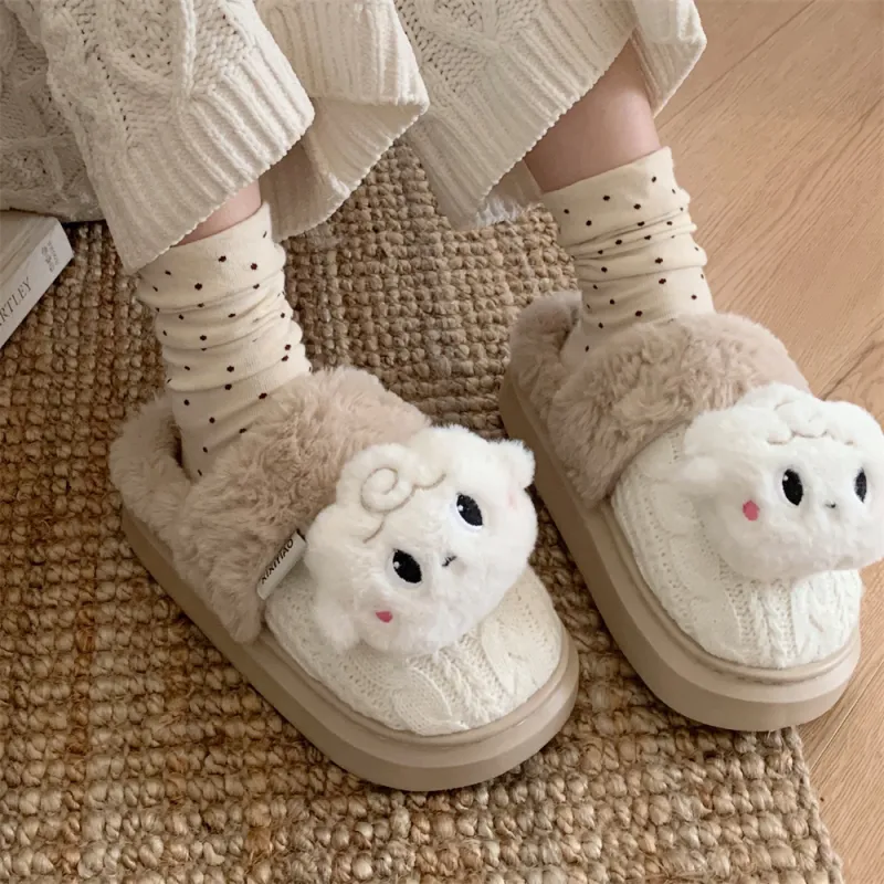 Thin Strips Cotton Slippers Women's Khaki-9