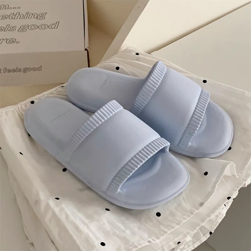 Thin Strips Sandal Slippers Unisex, Cream White-17