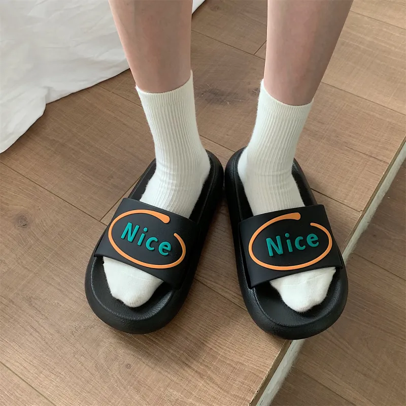 Thin Strips Slippers Unisex, Ecru-8