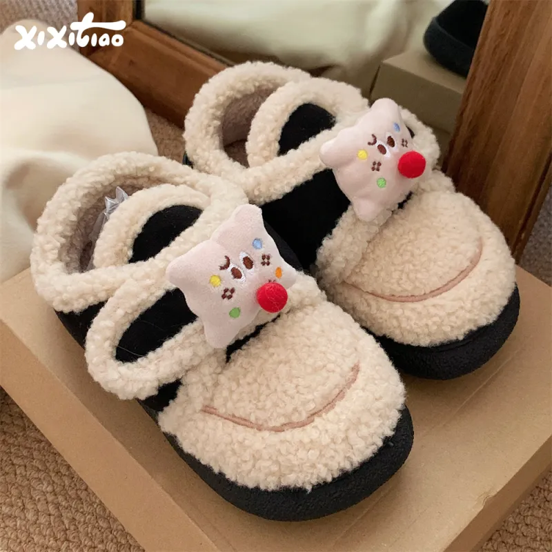 Thin Strips Cotton Home Slippers Women's, Black-1
