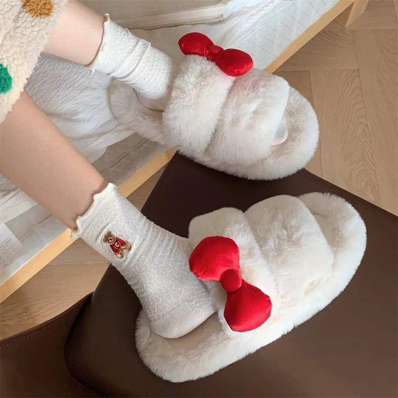 Thin Strips Home Slippers Women's, White-8