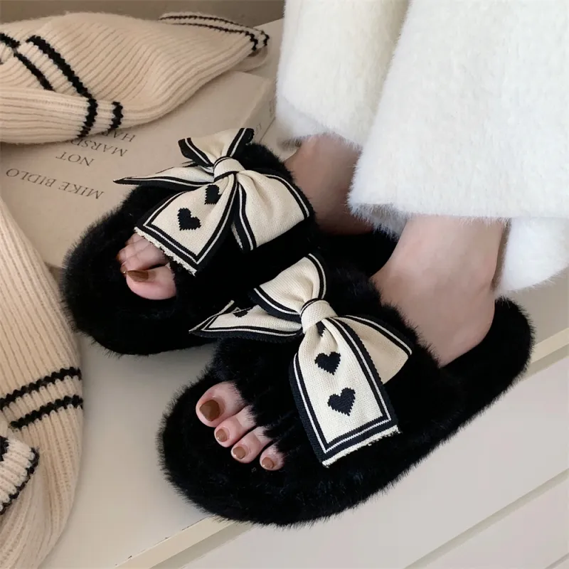 Thin Strips Cotton Slippers Women's, White-16