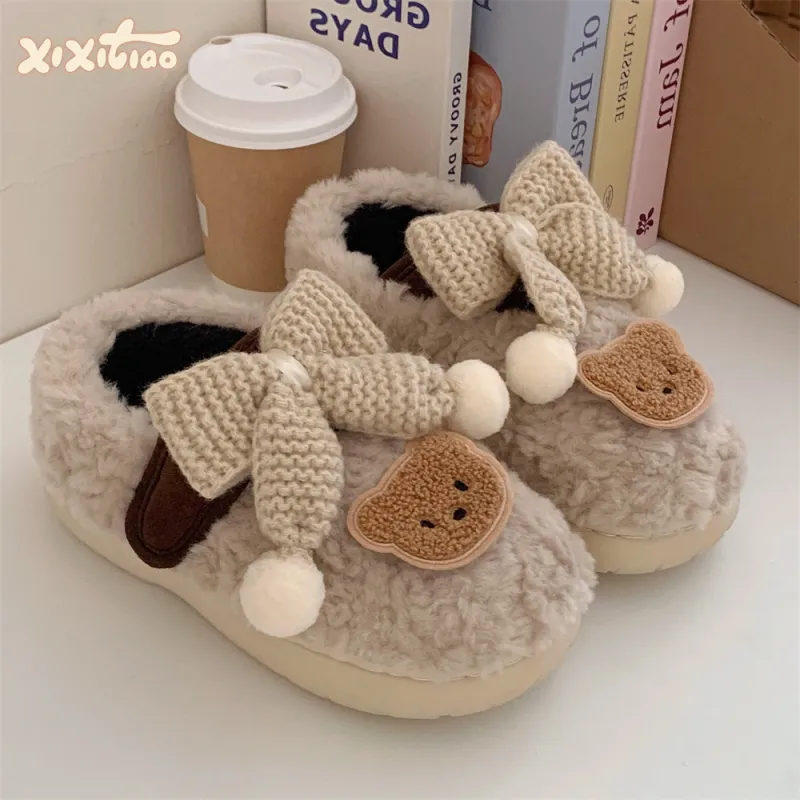 Thin Strips Cotton Slippers Women's Khaki-7