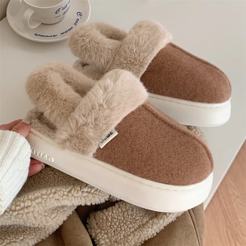 Thin Strips Cotton Slippers Unisex, Brown-1