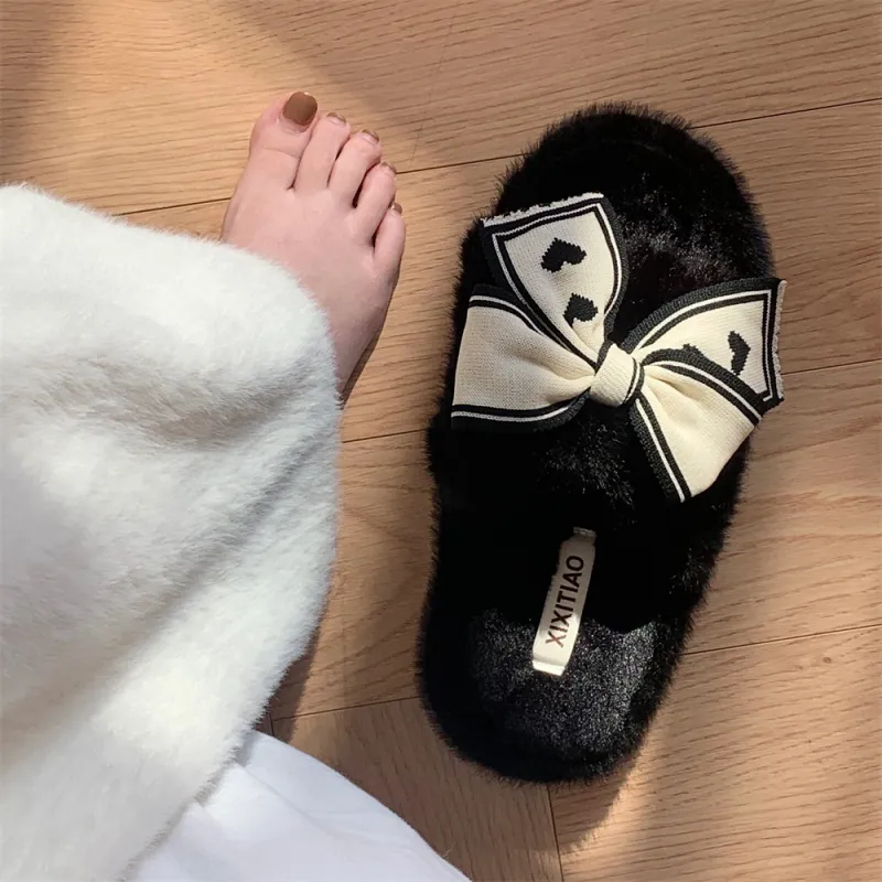 Thin Strips Cotton Slippers Women's, White-15