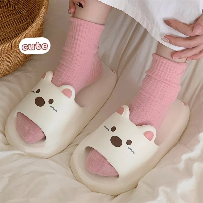 Thin Strips Slippers Women's, White-4