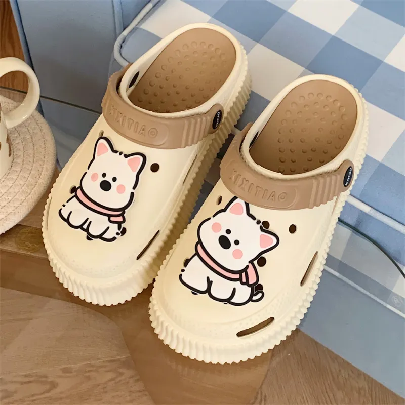 Thin Strips Slippers Women's, White+Egg Yolk-17