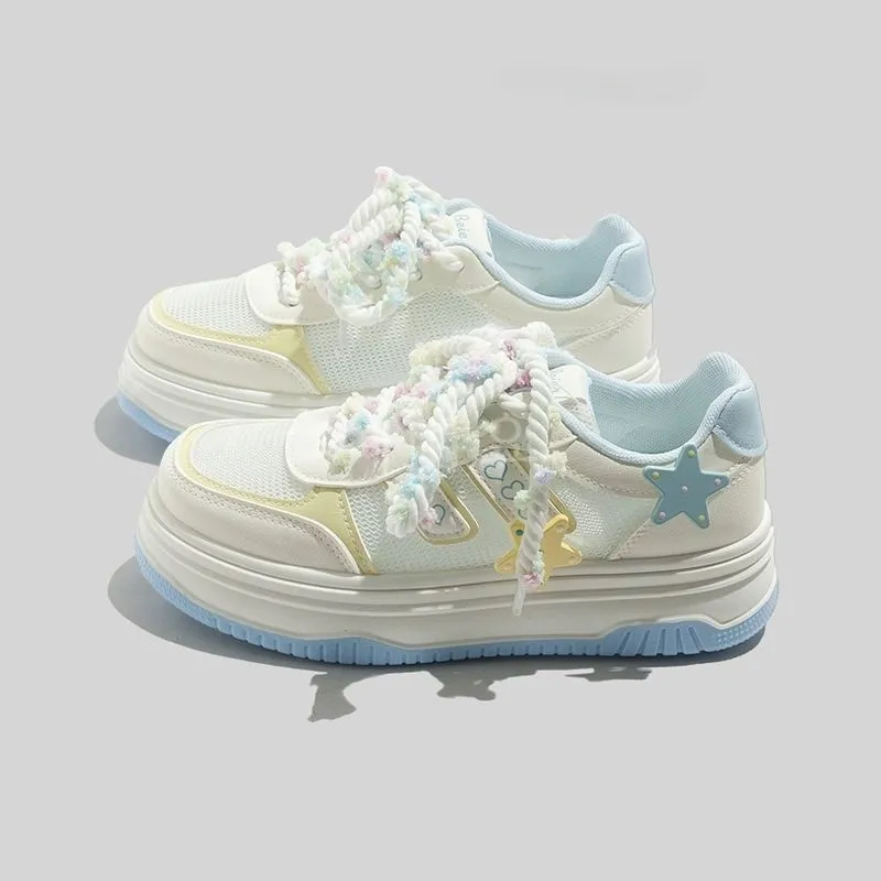LURAD Abrasion Resistant Breathable Height Increasing Low Top Skateboard Shoes Women's Sky Blue-1