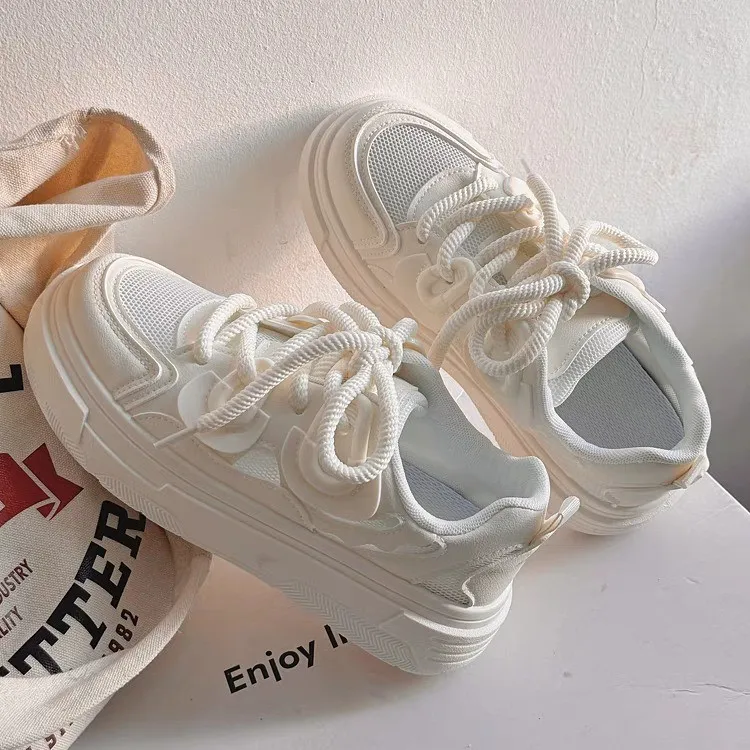 LURAD Low Top Skateboard Shoes Women's White-3