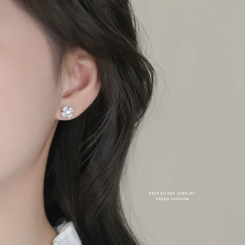 NIANNIANXI S925 Silver Stud Earrings Women's-3
