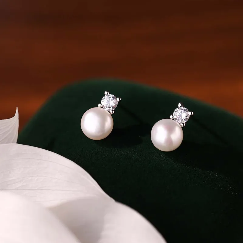 NIANNIANXI Freshwater Pearl Stud Earrings Women's-3