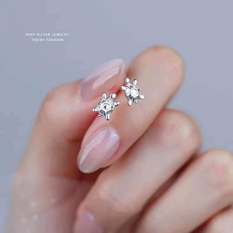 NIANNIANXI S999 Fine Silver Stud Earrings Women's-4