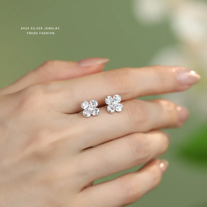 NIANNIANXI S925 Silver Stud Earrings Women's-1