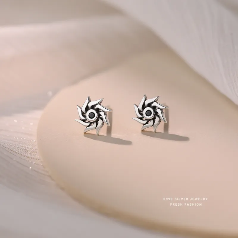 NIANNIANXI S999 Fine Silver Stud Earrings Women's-2