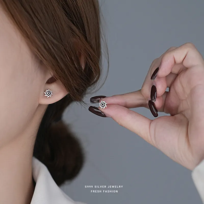 NIANNIANXI S999 Fine Silver Stud Earrings Women's-4