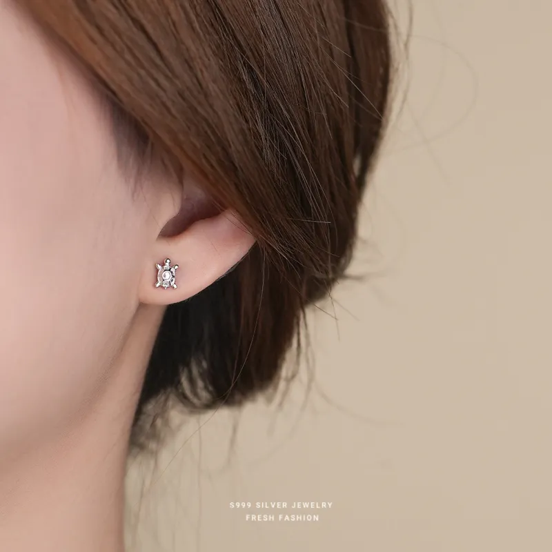 NIANNIANXI S999 Fine Silver Stud Earrings Women's-2