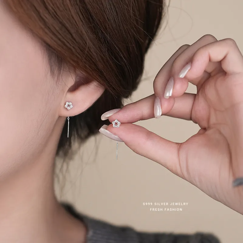 NIANNIANXI S999 Fine Silver Drop Earrings Women's-1