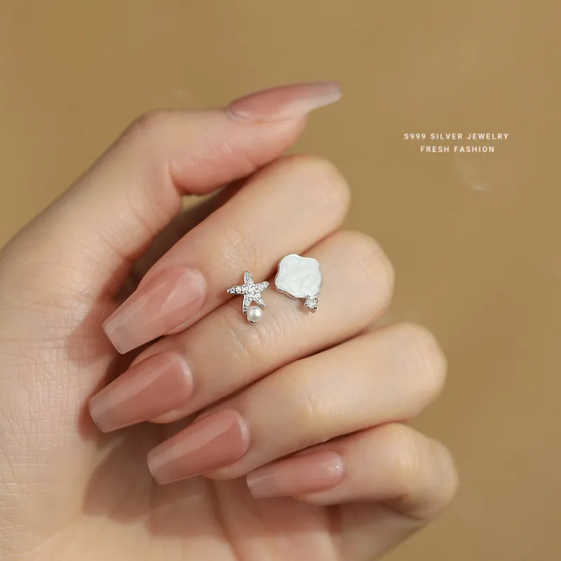 NIANNIANXI 999 Fine Silver Stud Earrings Women's-1