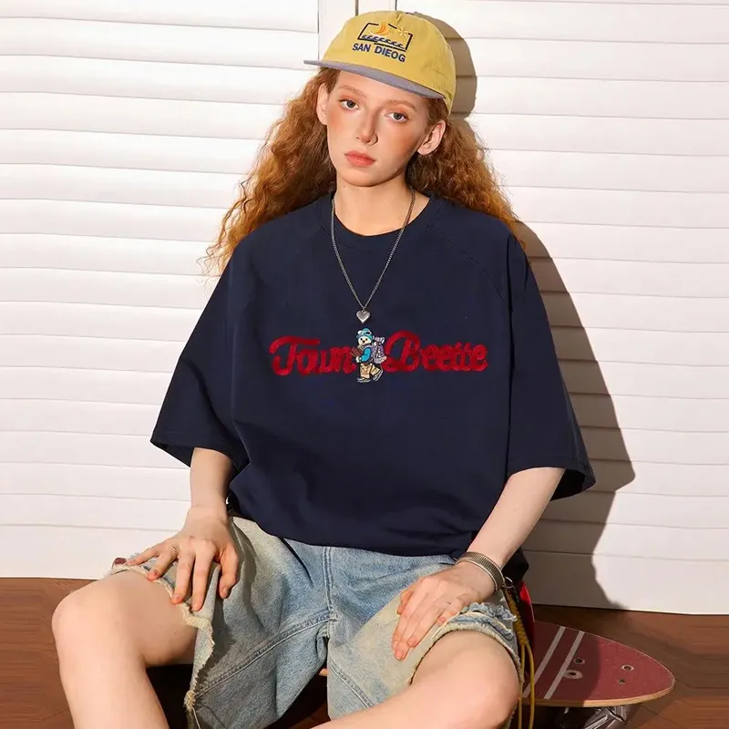 ZAO FU NIAO T Shirts Women's Navy Blue-5