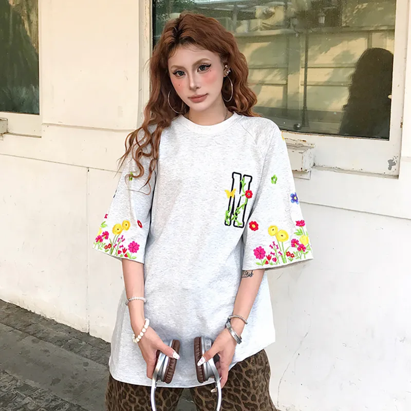 ZAO FU NIAO T-Shirts Women's White Gray-2