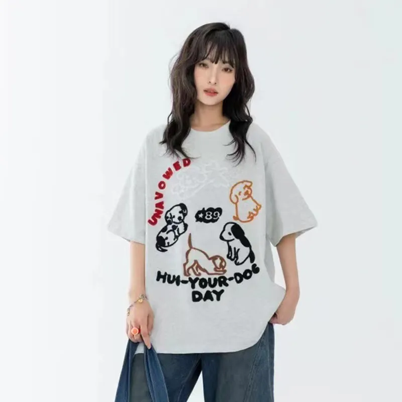 ZAO FU NIAO T Shirts Women's White Gray-2