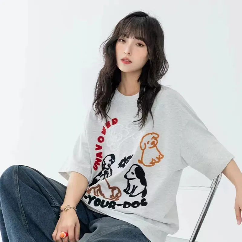 ZAO FU NIAO T Shirts Women's White Gray-4