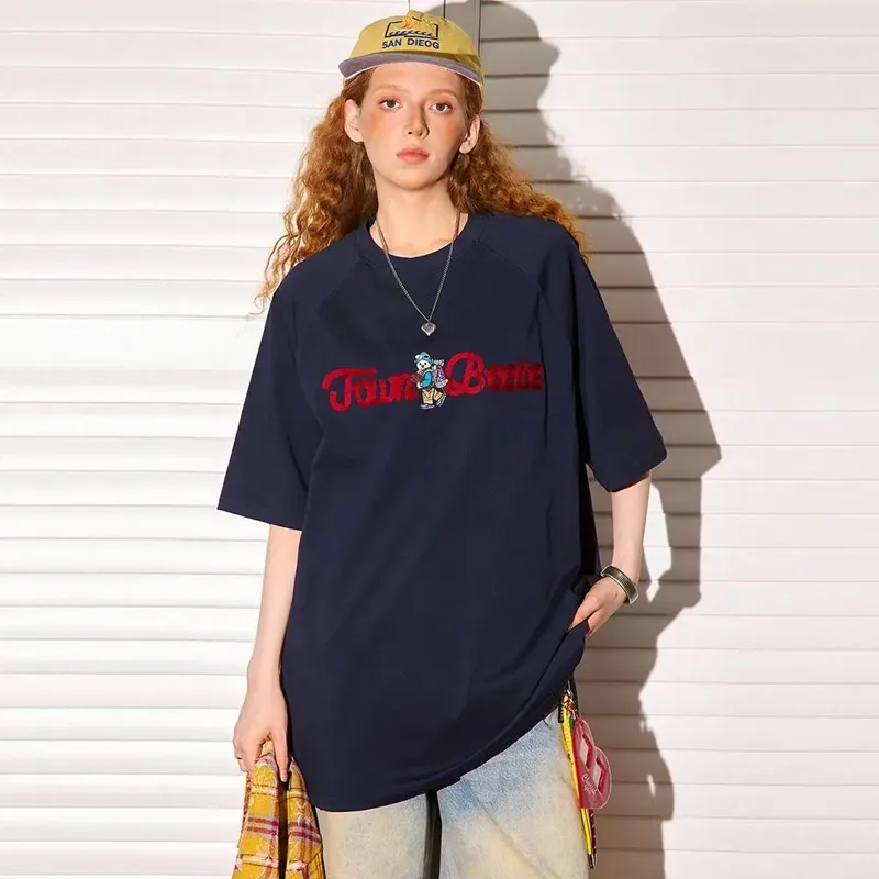 ZAO FU NIAO T Shirts Women's Navy Blue-4