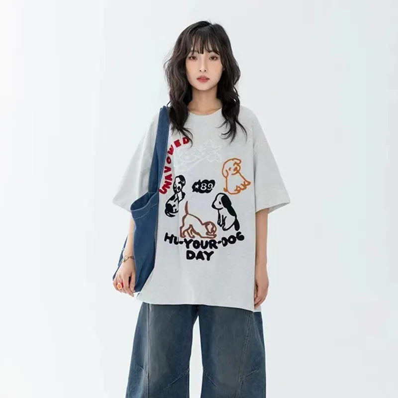 ZAO FU NIAO T Shirts Women's White Gray-3