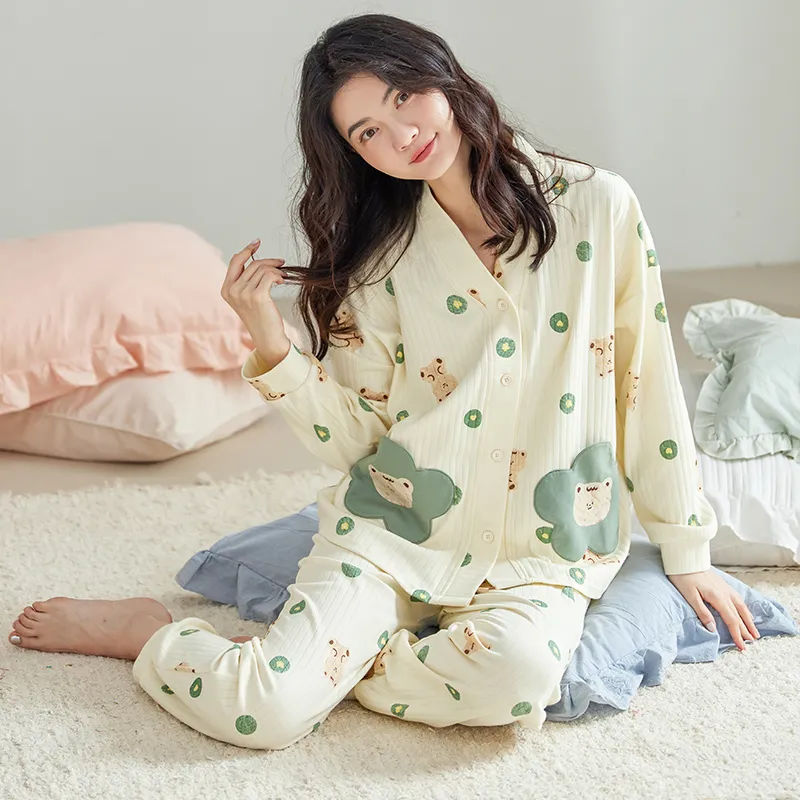 ZAO FU NIAO Pajama Set Women's Apricot-1
