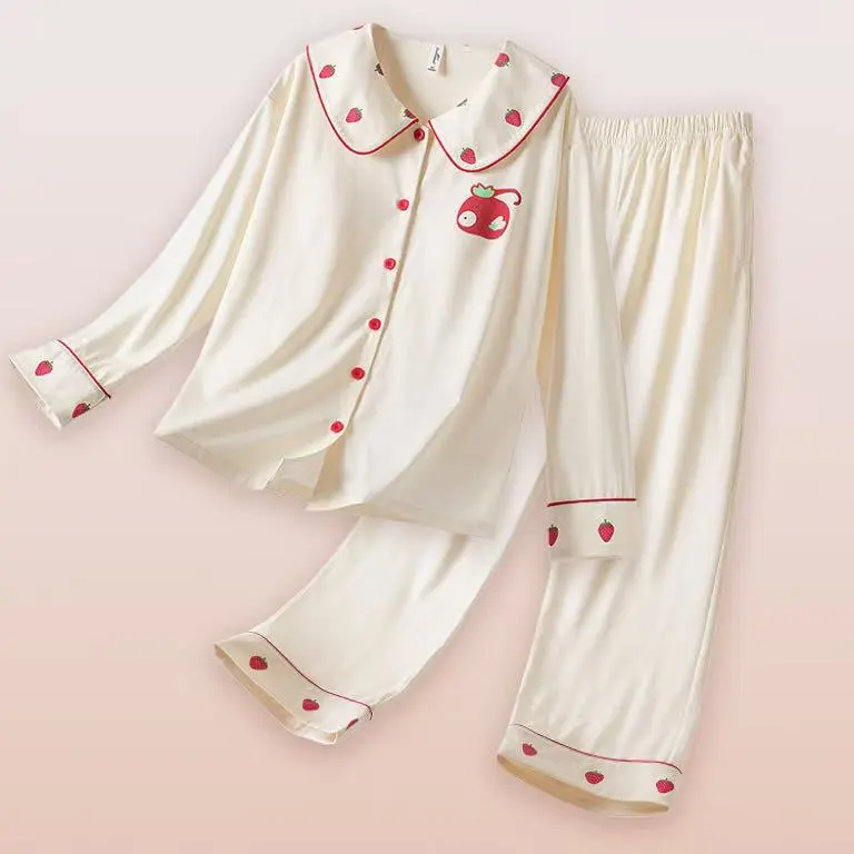 ZAO FU NIAO Pajama Set Women's Cream White-2