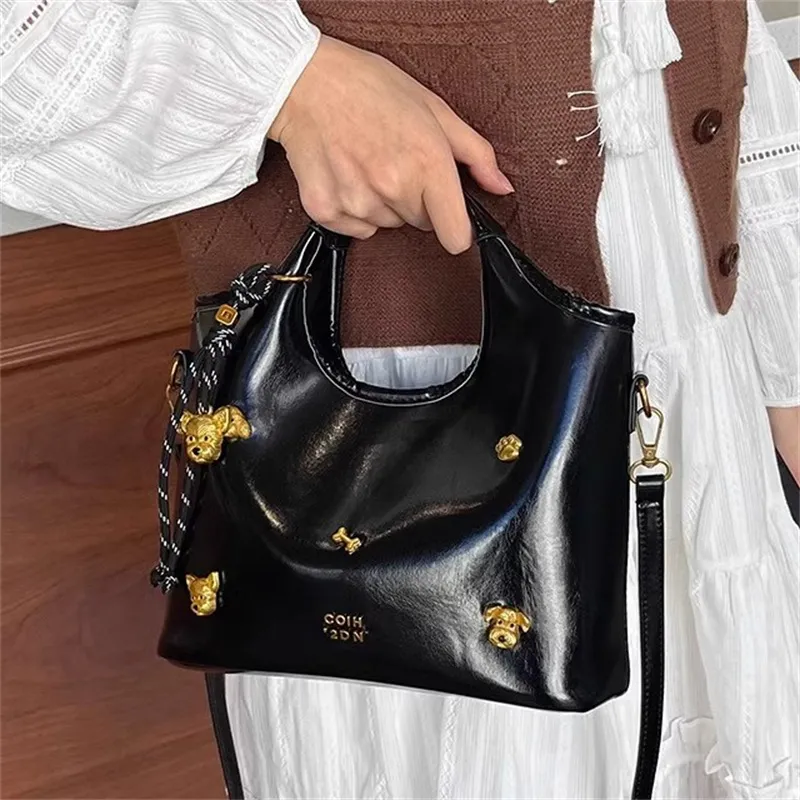 RKM PU One Shoulder Handbag Women's White/Black-5