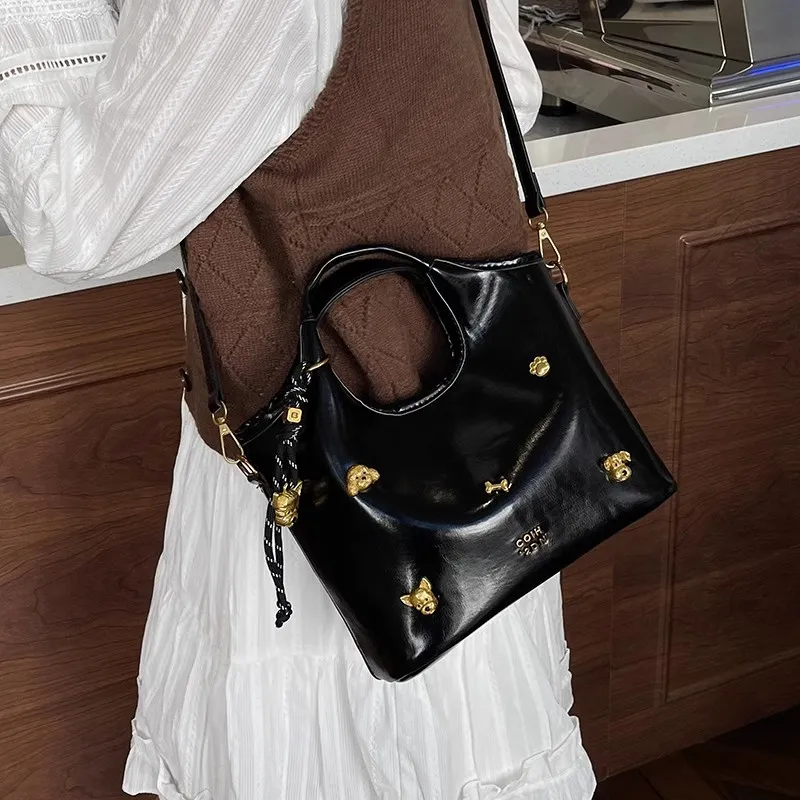 RKM PU One Shoulder Handbag Women's White/Black-4
