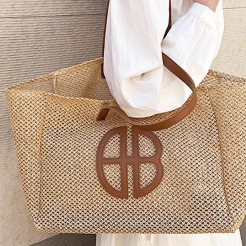 RKM Woven Tote Bag, Shoulder Bag Women's Brown-3