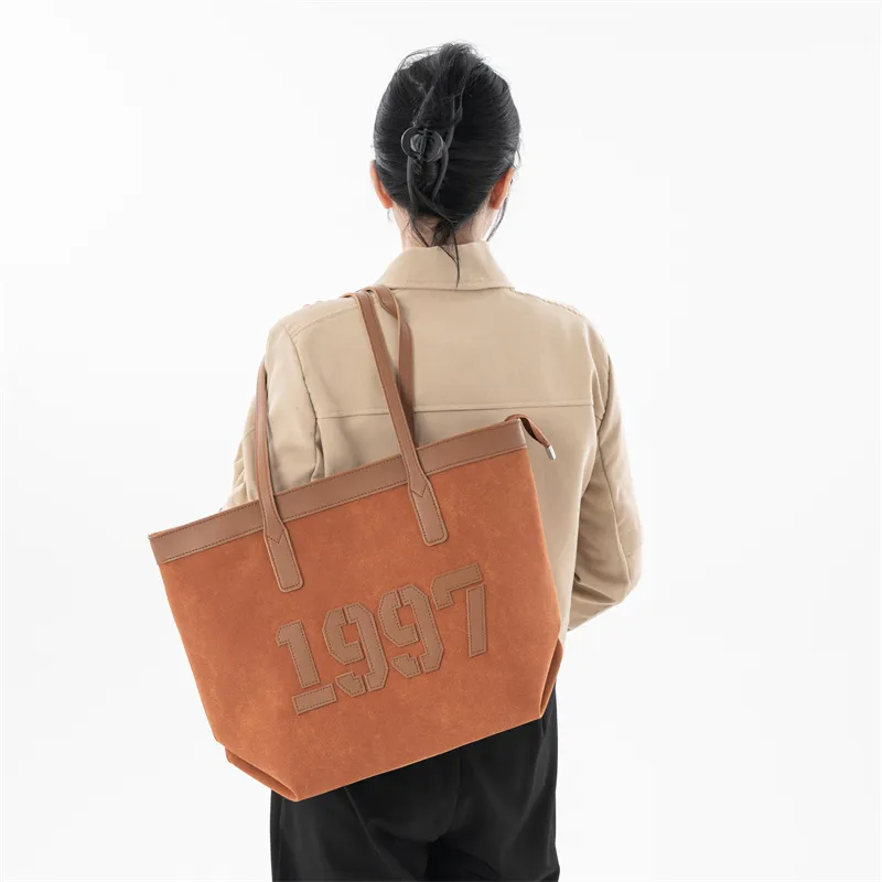 RKM Woolen Tote Shoulder Bag Regular Unisex Pink/Brown/Khaki-5