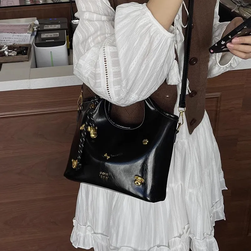 RKM PU One Shoulder Handbag Women's White/Black-3