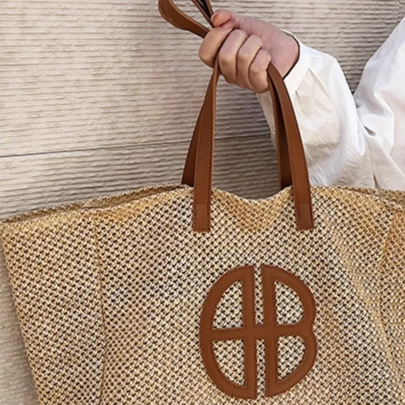 RKM Woven Tote Bag, Shoulder Bag Women's Brown-4