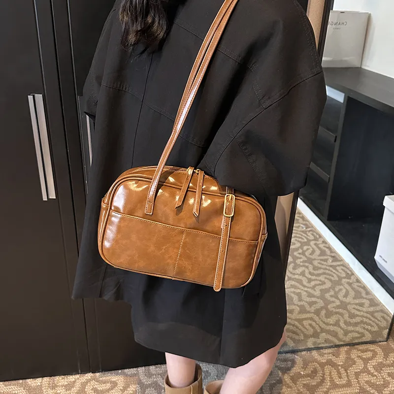 RKM PU Boston Bag Shoulder Bag Regular Women's Black/Coffee/Red/Brown-10