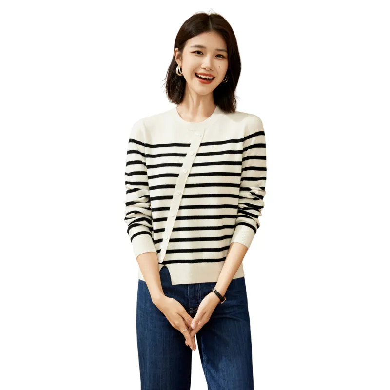 H YXIANG Sweater Women's White+Black-3
