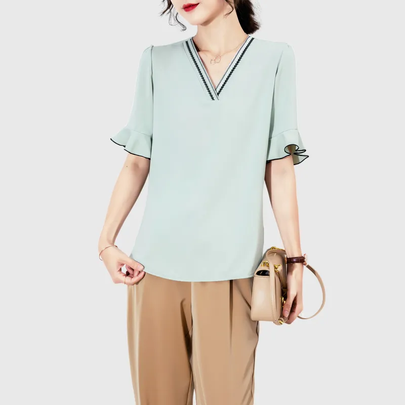 H YXIANG Chiffon Shirts Women's-2