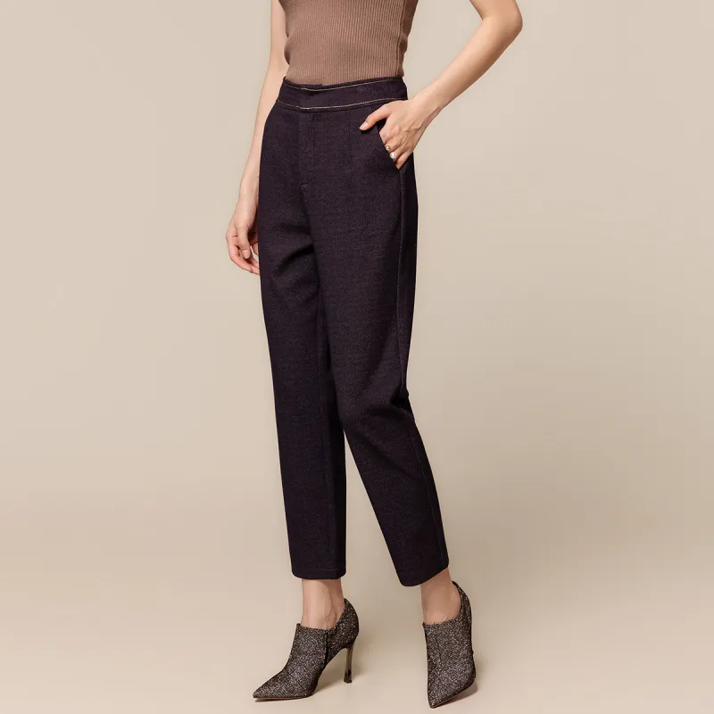 H YXIANG Casual Pants Women's Navy Blue-2