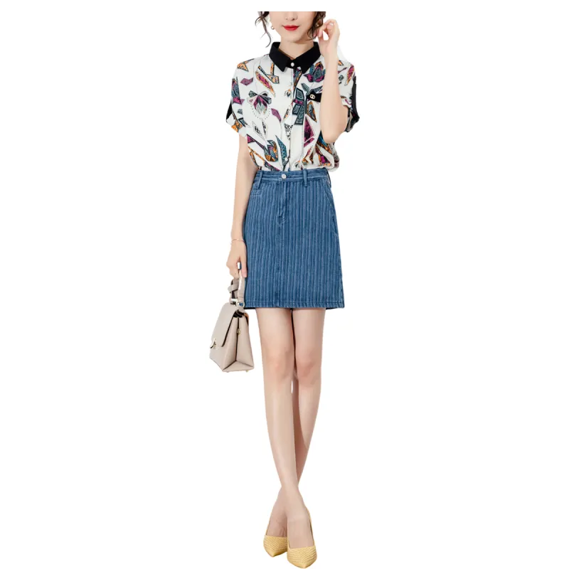 H YXIANG Denim Short Skirts Women's-3