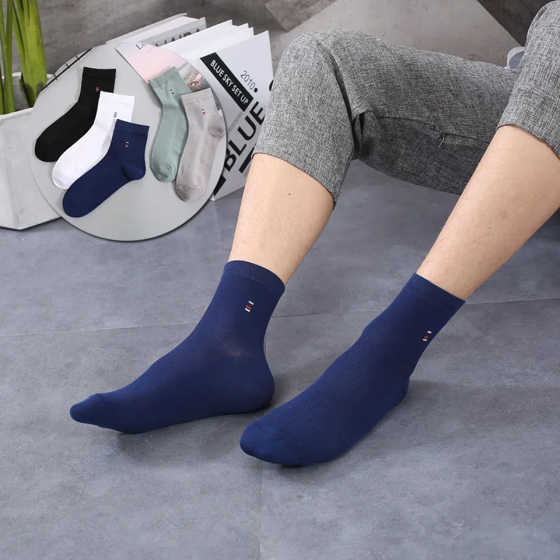 H YXIANG Mid Calf Socks Men's 5 Pack-6