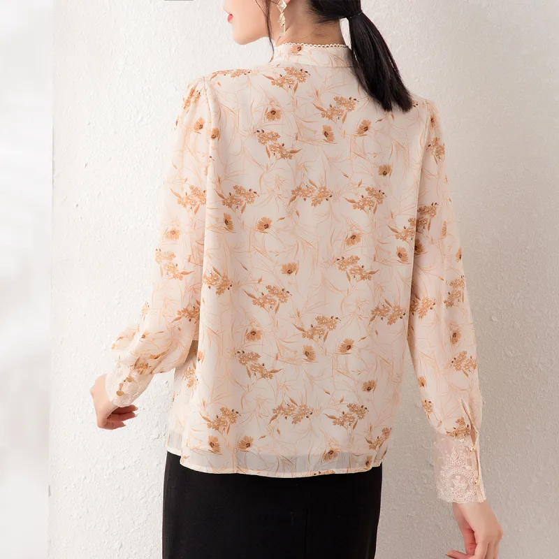 H YXIANG Chiffon Shirts Women's-2
